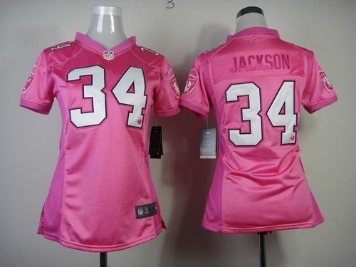 Nike Raiders #34 Bo Jackson Pink New Women's Be Luv'd Stitched NFL Elite Jersey