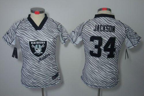 Nike Raiders #34 Bo Jackson Zebra Women's Stitched NFL Elite Jersey