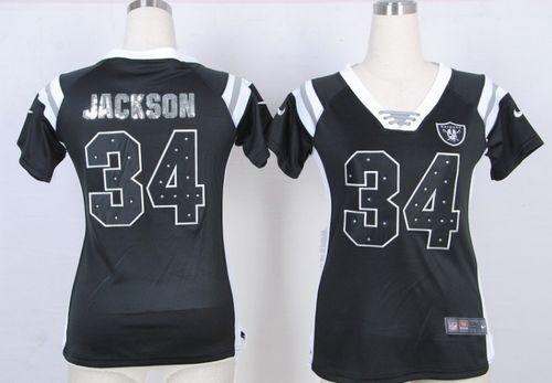 Nike Raiders #34 Bo Jackson Black Team Color Women's Stitched NFL Elite Draft Him Shimmer Jersey