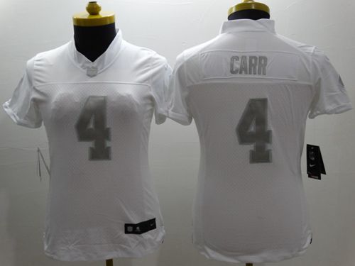 Nike Raiders #4 Derek Carr White Women's Stitched NFL Limited Platinum Jersey