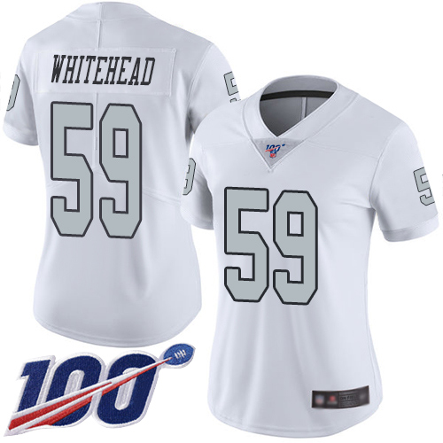 Raiders #59 Tahir Whitehead White Women's Stitched Football Limited Rush 100th Season Jersey