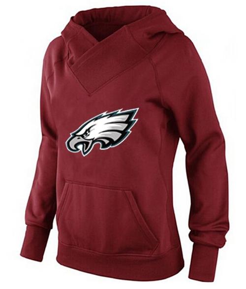 Women's Philadelphia Eagles Logo Pullover Hoodie Red-1