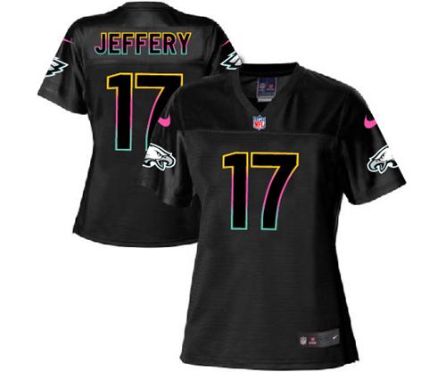 Nike Eagles #17 Alshon Jeffery Black Women's NFL Fashion Game Jersey