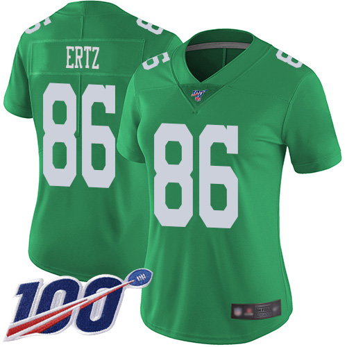 Eagles #86 Zach Ertz Green Women's Stitched Football Limited Rush 100th Season Jersey - Click Image to Close