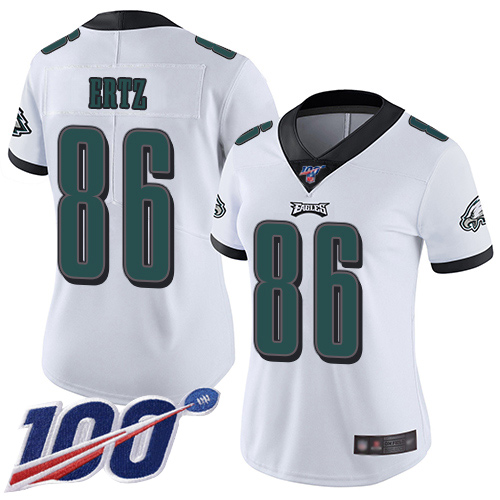 Eagles #86 Zach Ertz White Women's Stitched Football 100th Season Vapor Limited Jersey