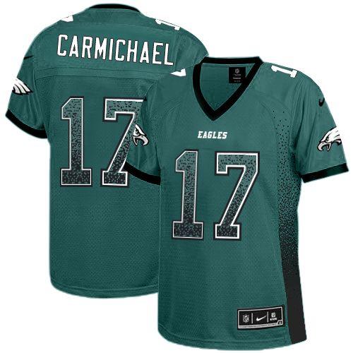 Nike Eagles #17 Harold Carmichael Midnight Green Team Color Women's Stitched NFL Elite Drift Fashion Jersey - Click Image to Close