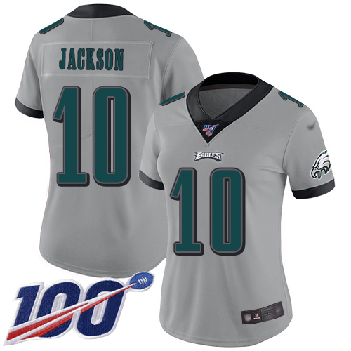 Eagles #10 DeSean Jackson Silver Women's Stitched Football Limited Inverted Legend 100th Season Jersey