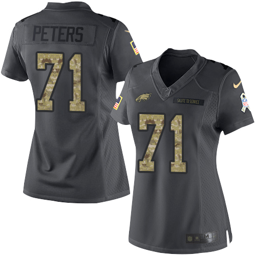 Nike Eagles #71 Jason Peters Black Women's Stitched NFL Limited 2016 Salute to Service Jersey - Click Image to Close