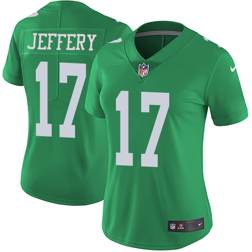 Nike Eagles #17 Alshon Jeffery Green Women's Stitched NFL Limited Rush Jersey - Click Image to Close