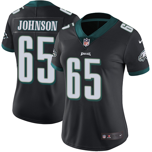 Nike Eagles #65 Lane Johnson Black Alternate Women's Stitched NFL Vapor Untouchable Limited Jersey