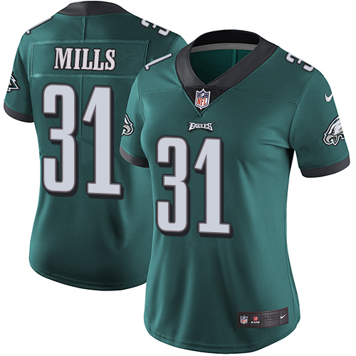 Nike Eagles #31 Jalen Mills Midnight Green Team Color Women's Stitched NFL Vapor Untouchable Limited Jersey - Click Image to Close