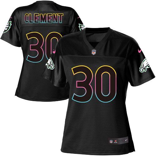 Nike Eagles #30 Corey Clement Black Women's NFL Fashion Game Jersey