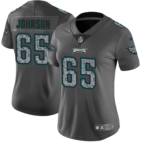 Nike Eagles #65 Lane Johnson Gray Static Women's Stitched NFL Vapor Untouchable Limited Jersey - Click Image to Close