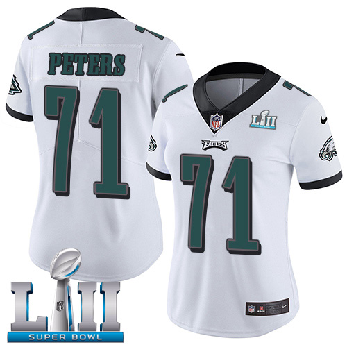 Nike Eagles #71 Jason Peters White Super Bowl LII Women's Stitched NFL Vapor Untouchable Limited Jersey - Click Image to Close