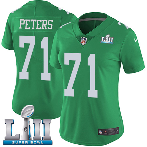 Nike Eagles #71 Jason Peters Green Super Bowl LII Women's Stitched NFL Limited Rush Jersey - Click Image to Close