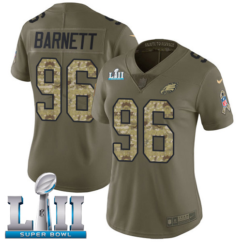 Nike Eagles #96 Derek Barnett Olive/Camo Super Bowl LII Women's Stitched NFL Limited 2017 Salute to Service Jersey