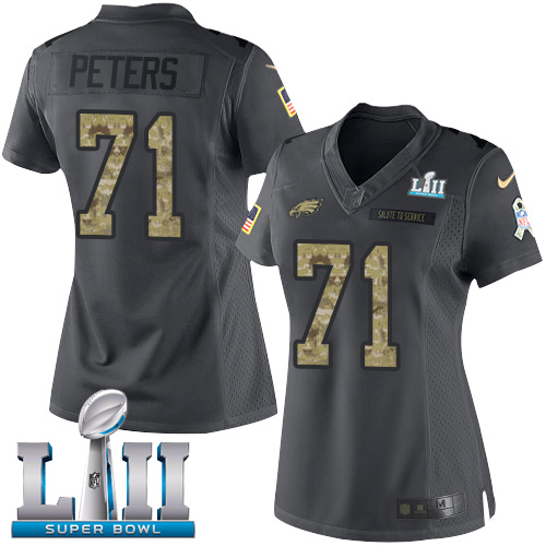 Nike Eagles #71 Jason Peters Black Super Bowl LII Women's Stitched NFL Limited 2016 Salute to Service Jersey