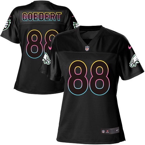 Nike Eagles #88 Dallas Goedert Black Women's NFL Fashion Game Jersey - Click Image to Close