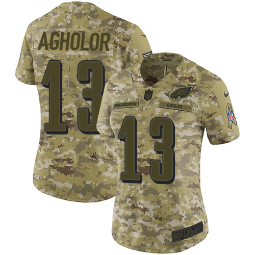 Nike Eagles #13 Nelson Agholor Camo Women's Stitched NFL Limited 2018 Salute to Service Jersey - Click Image to Close