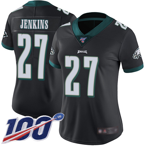 Eagles #27 Malcolm Jenkins Black Alternate Women's Stitched Football 100th Season Vapor Limited Jersey