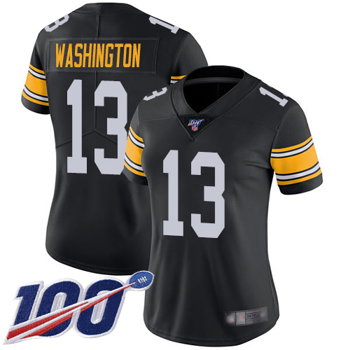 Steelers #13 James Washington Black Alternate Women's Stitched Football 100th Season Vapor Limited Jersey