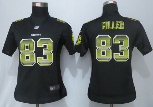 Nike Steelers #83 Heath Miller Black Team Color Women's Stitched NFL Elite Strobe Jersey