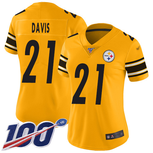 Steelers #21 Sean Davis Gold Women's Stitched Football Limited Inverted Legend 100th Season Jersey