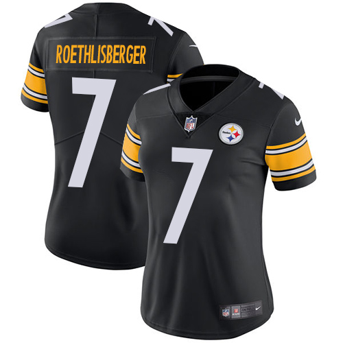 Nike Steelers #7 Ben Roethlisberger Black Team Color Women's Stitched NFL Vapor Untouchable Limited Jersey - Click Image to Close