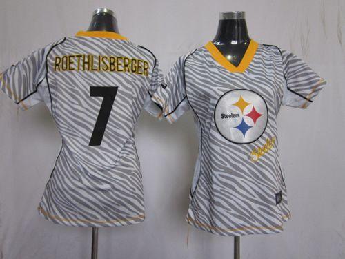 Nike Steelers #7 Ben Roethlisberger Zebra Women's Stitched NFL Elite Jersey