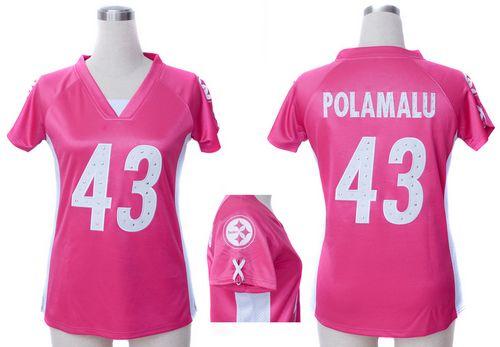 Nike Steelers #43 Troy Polamalu Pink Draft Him Name & Number Top Women's Stitched NFL Elite Jersey