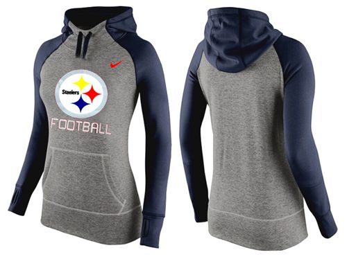 Women's Nike Pittsburgh Steelers Performance Hoodie Grey & Dark Blue_1 - Click Image to Close