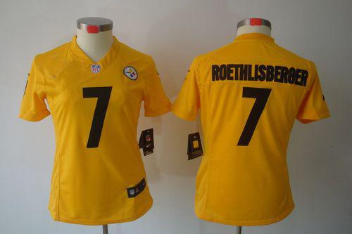 Nike Steelers #7 Ben Roethlisberger Gold Women's Stitched NFL Limited Jersey