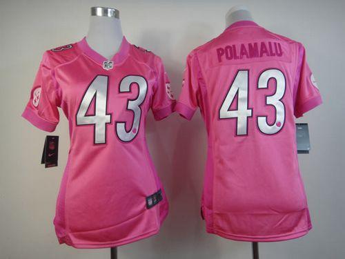 Nike Steelers #43 Troy Polamalu Pink Women's Be Luv'd Stitched NFL Elite Jersey