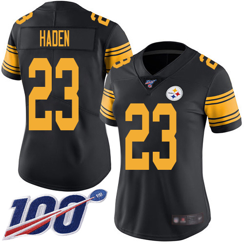 Steelers #23 Joe Haden Black Women's Stitched Football Limited Rush 100th Season Jersey