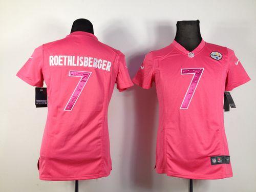 Nike Steelers #7 Ben Roethlisberger Pink Sweetheart Women's Stitched NFL Elite Jersey