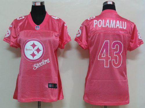 Nike Steelers #43 Troy Polamalu Pink Women's Fem Fan NFL Game Jersey - Click Image to Close