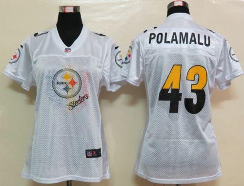 Nike Steelers #43 Troy Polamalu White Women's Fem Fan NFL Game Jersey