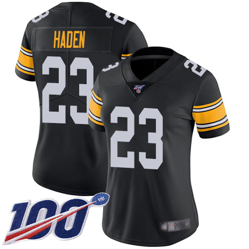 Steelers #23 Joe Haden Black Alternate Women's Stitched Football 100th Season Vapor Limited Jersey