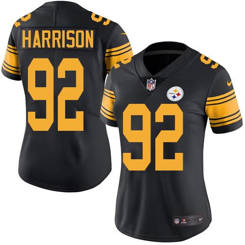 Nike Steelers #92 James Harrison Black Women's Stitched NFL Limited Rush Jersey - Click Image to Close