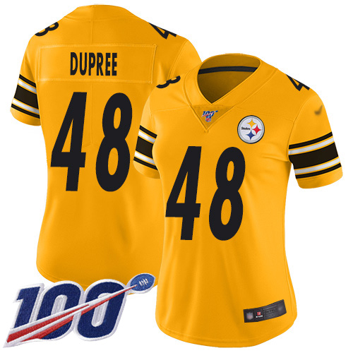 Steelers #48 Bud Dupree Gold Women's Stitched Football Limited Inverted Legend 100th Season Jersey