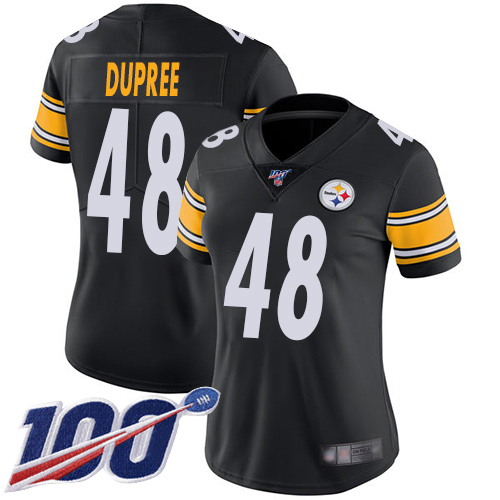 Steelers #48 Bud Dupree Black Team Color Women's Stitched Football 100th Season Vapor Limited Jersey