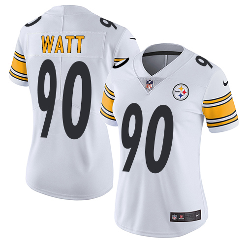 Nike Steelers #90 T. J. Watt White Women's Stitched NFL Vapor Untouchable Limited Jersey - Click Image to Close