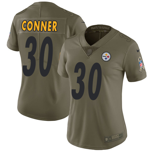 Nike Steelers #30 James Conner Olive Women's Stitched NFL Limited 2017 Salute to Service Jersey - Click Image to Close