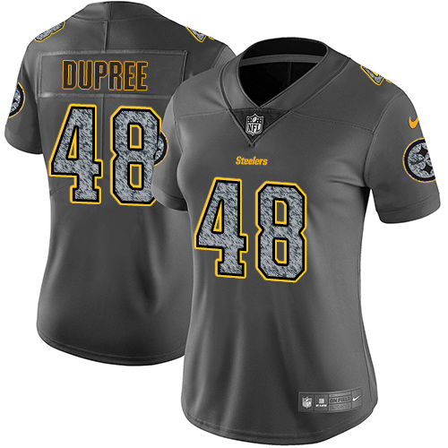 Nike Steelers #48 Bud Dupree Gray Static Women's Stitched NFL Vapor Untouchable Limited Jersey - Click Image to Close