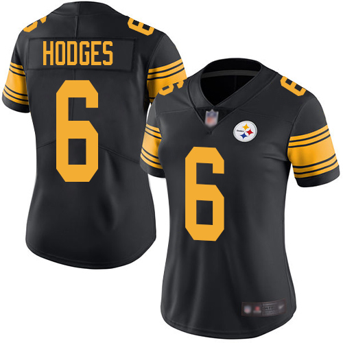 Steelers #6 Devlin Hodges Black Women's Stitched Football Limited Rush Jersey - Click Image to Close