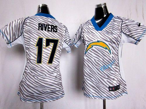 Nike Chargers #17 Philip Rivers Zebra Women's Stitched NFL Elite Jersey