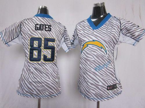 Nike Chargers #85 Antonio Gates Zebra Women's Stitched NFL Elite Jersey