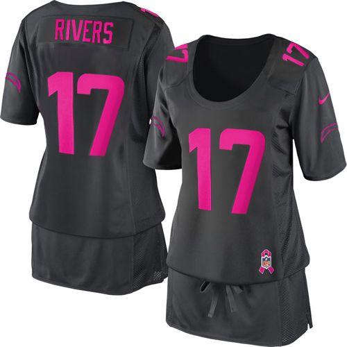 Nike Chargers #17 Philip Rivers Dark Grey Women's Breast Cancer Awareness Stitched NFL Elite Jersey