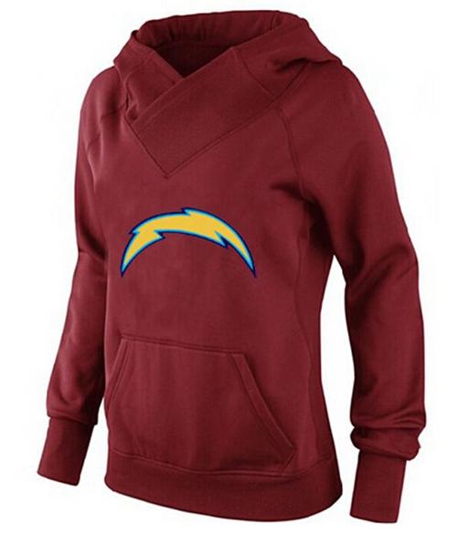 Women's Los Angeles Chargers Logo Pullover Hoodie Red-1