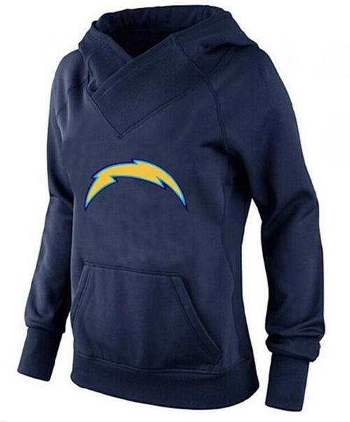 Women's Los Angeles Chargers Logo Pullover Hoodie Navy Blue-1